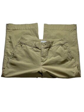 Wide Leg Khaki Cotton Cropped Pants With Front & Back Pockets from Daily Ritual